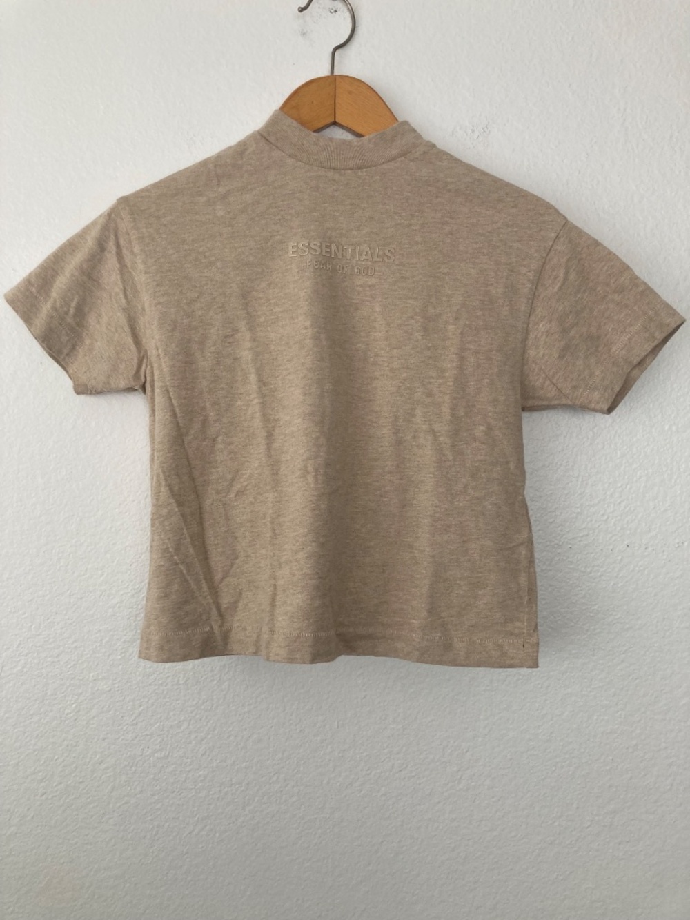 Fear of God Essentials Youth 4/5 Beige T Shirt Logo Streetwear 100% Cotton